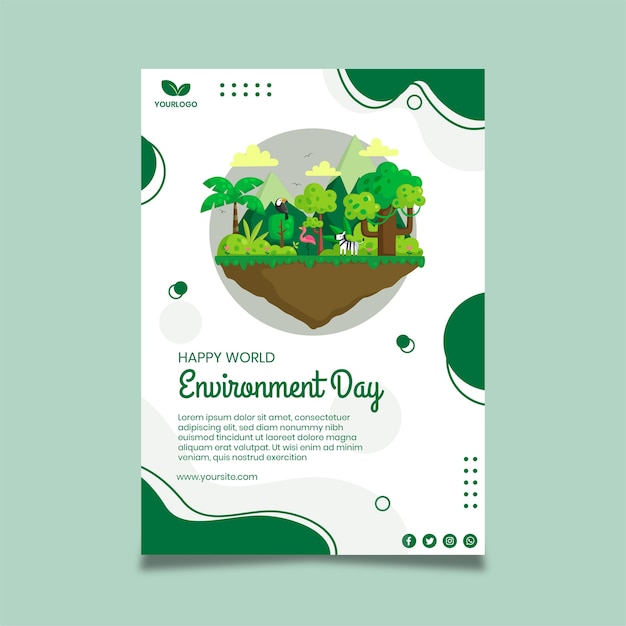 Бесплатное векторное изображение Шаблон дня окружающей среды плакат