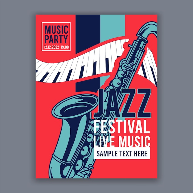 Бесплатное векторное изображение Плакат для джазового креативного современного баннера для музыкальных концертов и фестивалей векторная иллюстрация