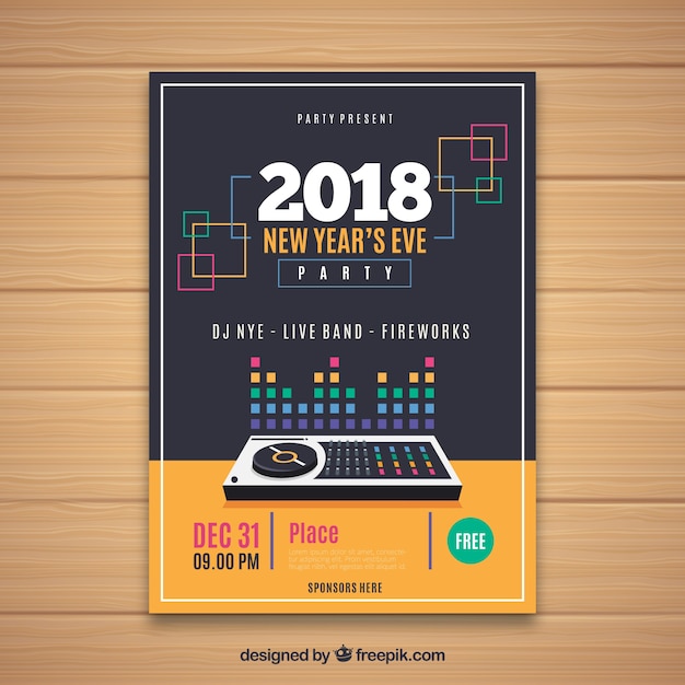 Djを使った新年のパーティーのポスター