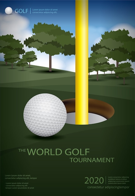 Vettore gratuito illustrazione di progettazione del modello del campione di golf del manifesto