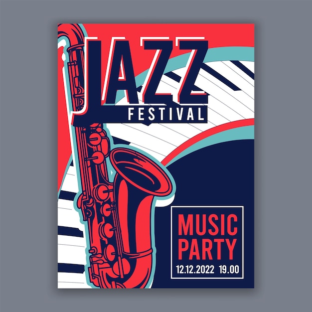 Poster per jazz volantino banner moderno creativo per concerti di musica e festival illustrazione vettoriale