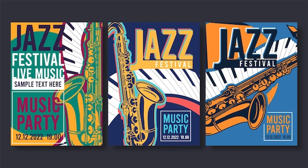 Vettore gratuito poster per jazz volantino banner moderno creativo per concerti di musica e festival illustrazione vettoriale