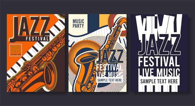 Vettore gratuito poster per jazz volantino banner moderno creativo per concerti di musica e festival illustrazione vettoriale