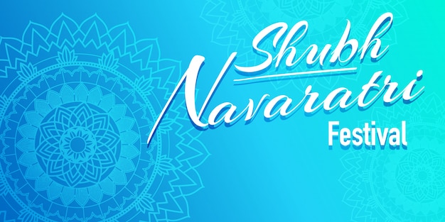 Poster for navaratri with mandala pattern in blue