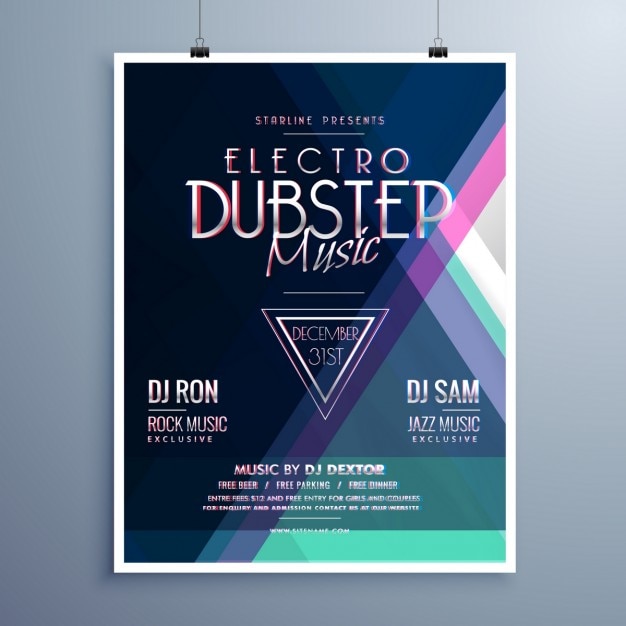 Free vector poster for a party with  dubstep music