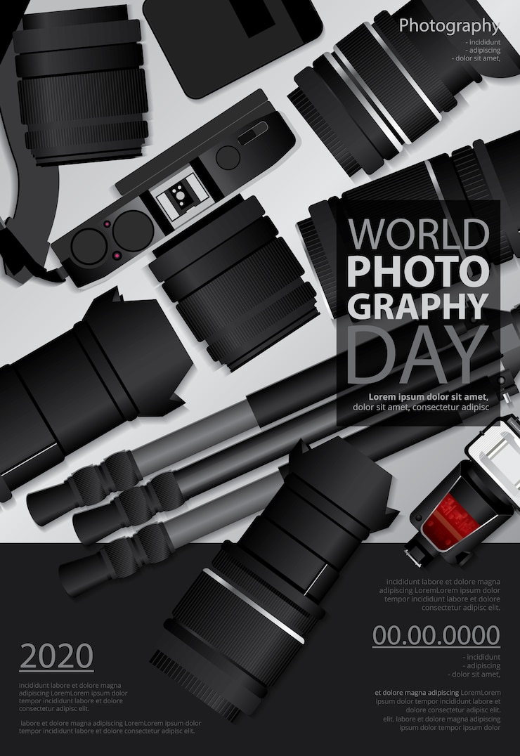 Free Vector poster photography day design template illustration