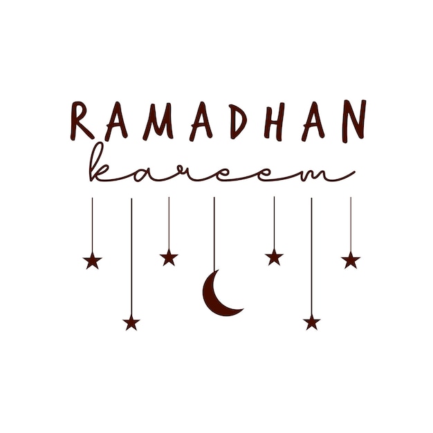 A poster for ramadan kareem with a star hanging from the ceiling.