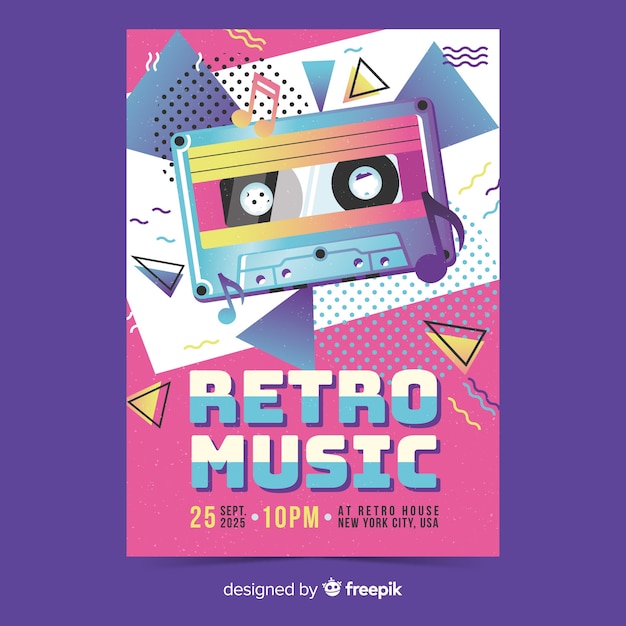 Free vector poster retro music template