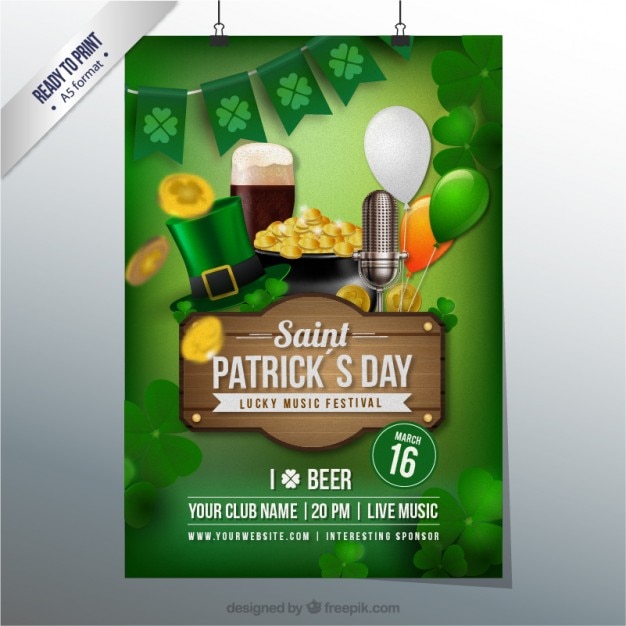 Free vector poster for saint patrick