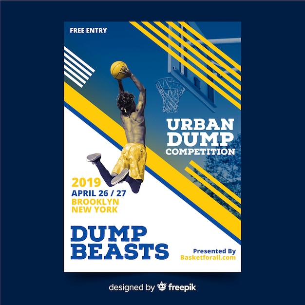 Free vector poster sport template with image