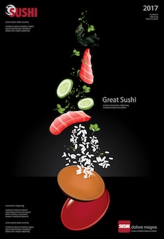 Poster of sushi restaurant vector illustration
