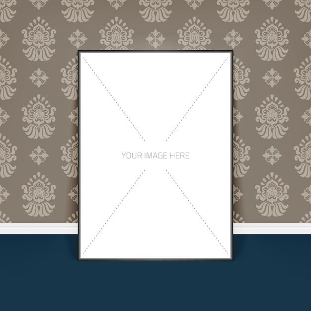 Free vector poster template of a blank paper sheet in frame