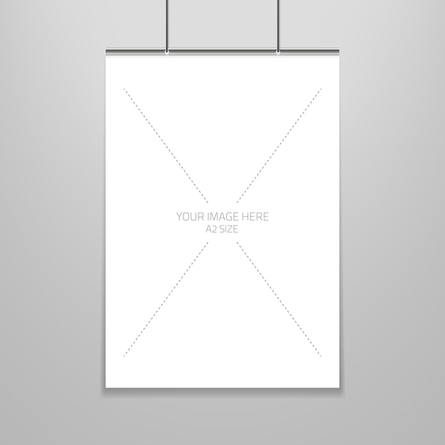 Poster template of a blank paper sheet in frame