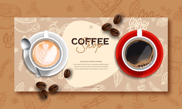 Бесплатное векторное изображение Шаблон плаката для кофейни