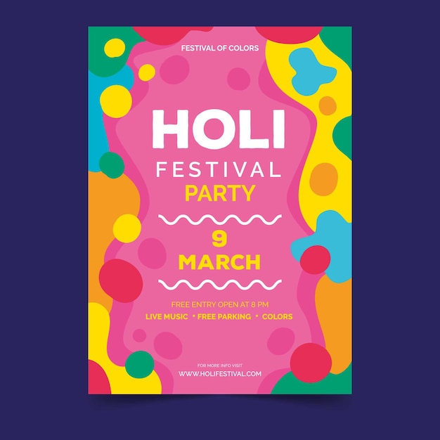 Vettore gratuito modello del manifesto per il festival di holi