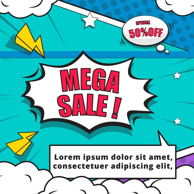 Poster template for sales in comic style