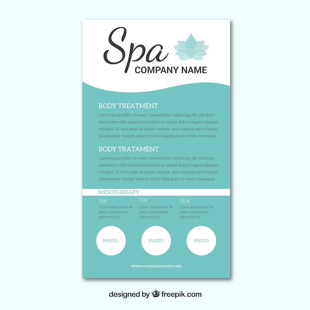 Free vector poster template for a spa center