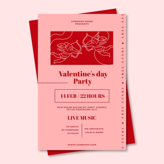 Free vector poster template for valentine day party