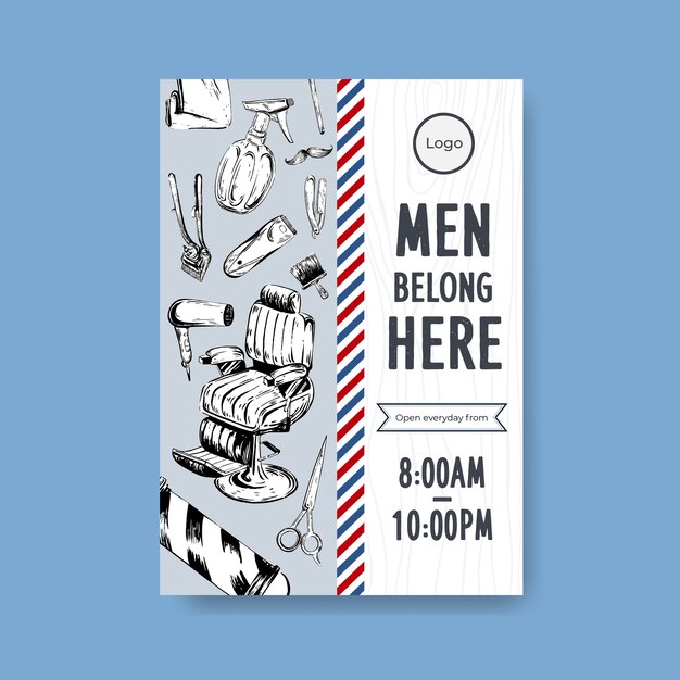 Poster template with barber concept design.
