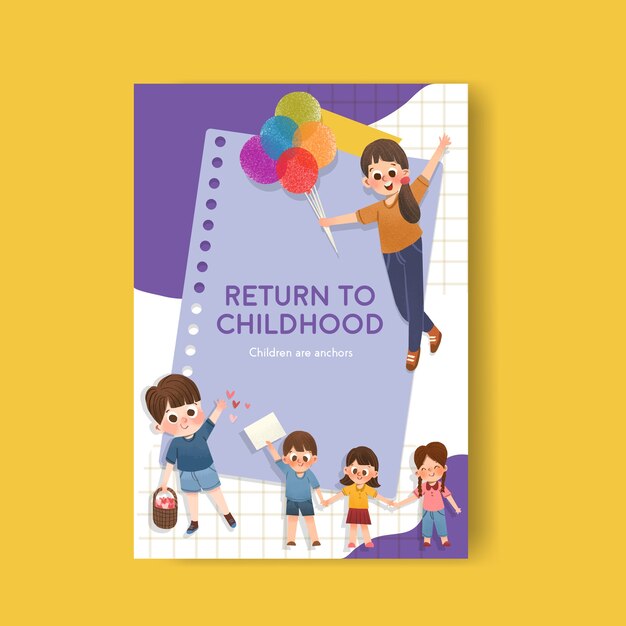 Poster template with children's day concept design