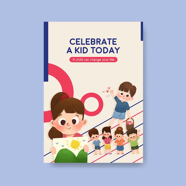 Poster template with children's day concept design