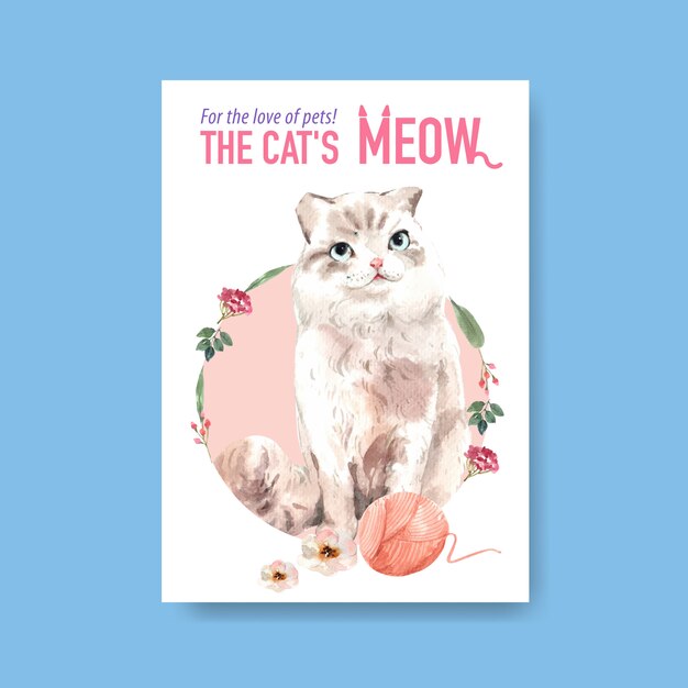 Poster template with cute cat