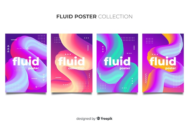 Poster template with fluid shapes