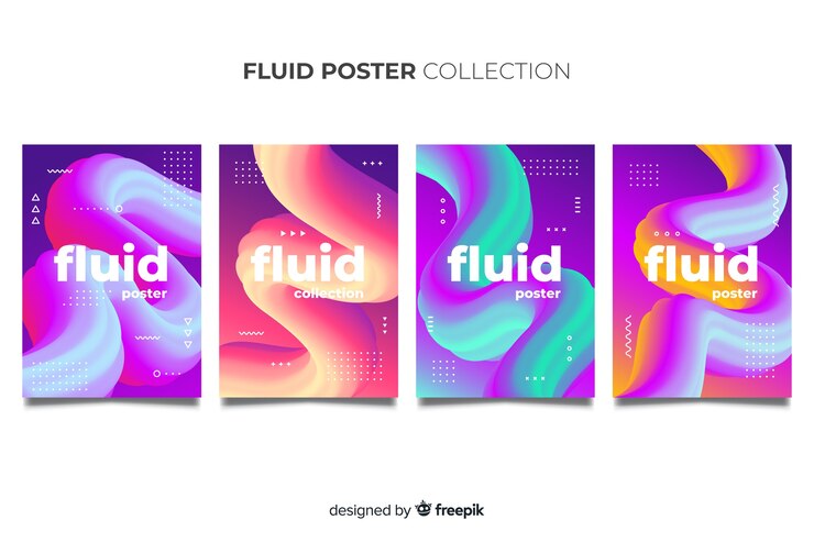 Free Vector poster template with fluid shapes