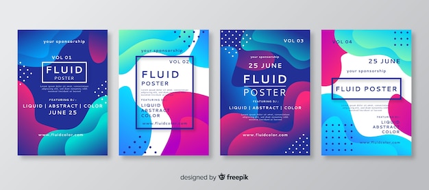 Poster template with fluid shapes