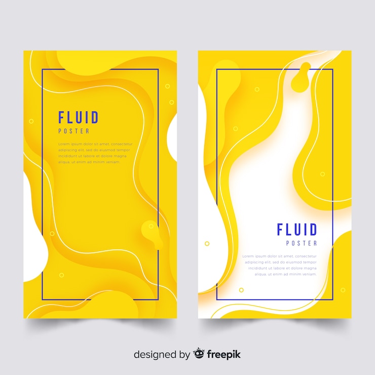 Free Vector poster template with fluid shapes