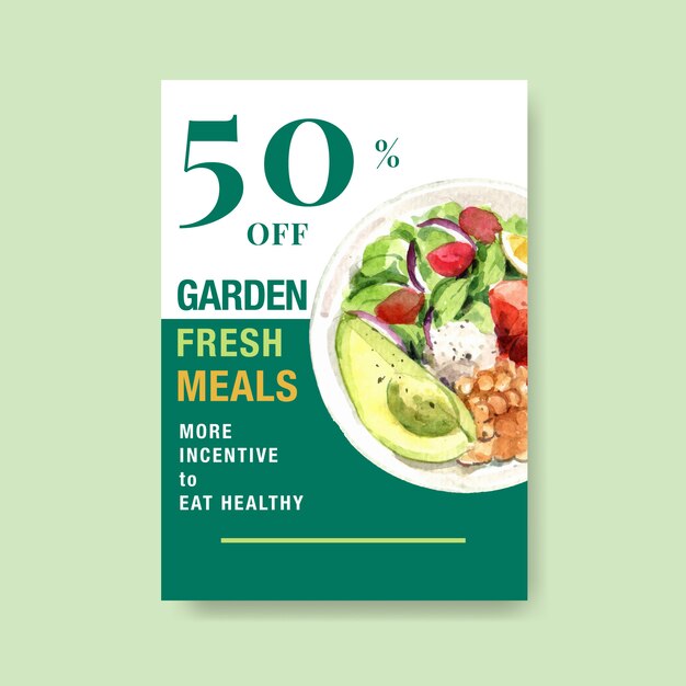 Poster template with healthy and organic food design