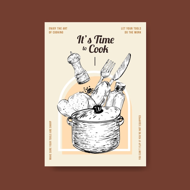 Modello di poster con concept design di elettrodomestici da cucina per pubblicizzare illustrazione vettoriale