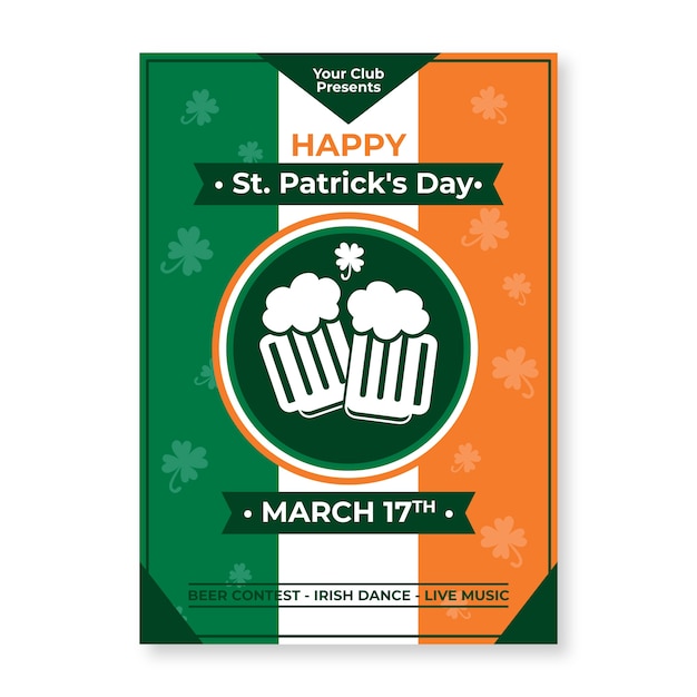 Free vector poster template with st. patricks day theme