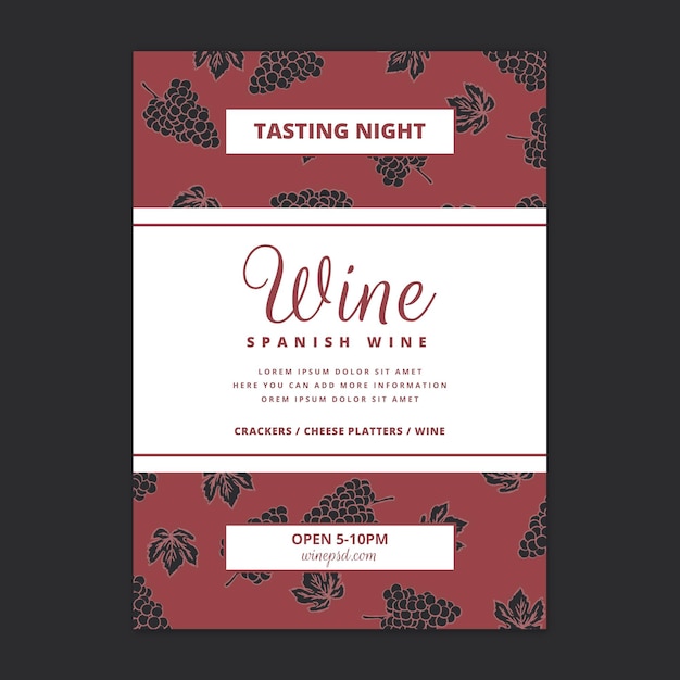 Free vector poster template with wine pattern