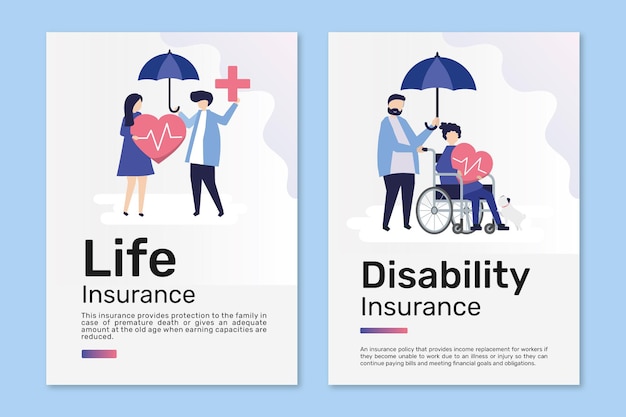 Poster templates vector for life and disability insurance