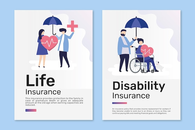 생명 및 장애 보험 포스터 템플릿 벡터