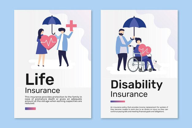 Poster templates vector for life and disability insurance