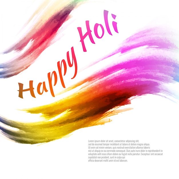 Free vector poster with abstract watercolors for holi