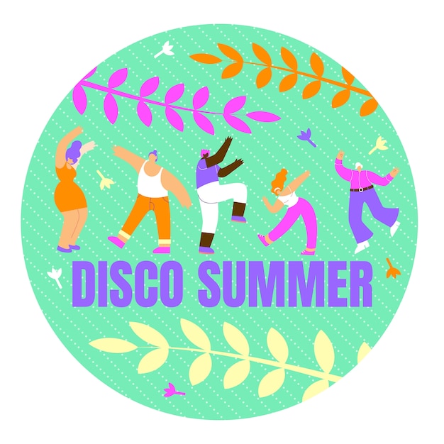 Бесплатное векторное изображение Плакат с надписью disco summer