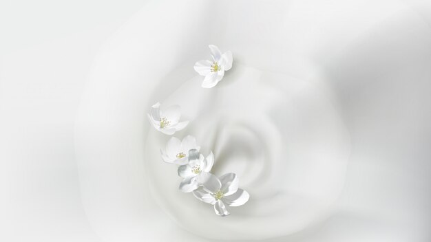 poster with pouring milk and flowers