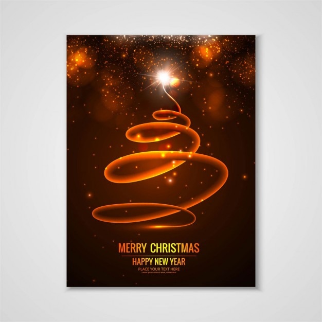 Free vector poster with a shiny christmas tree