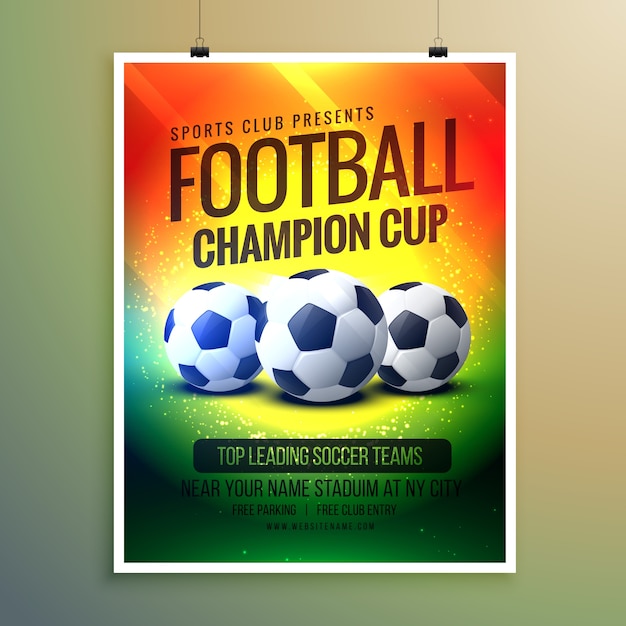 Free vector poster with soccer balls