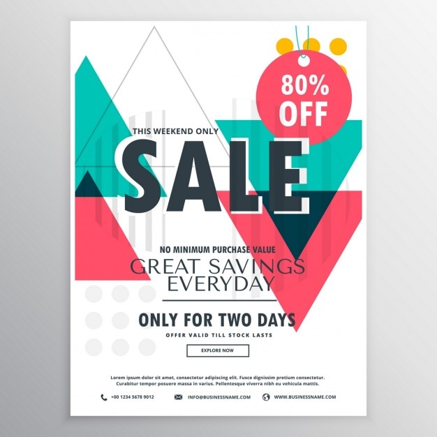 Бесплатное векторное изображение Абстрактные конструкции рекламные продажи листовка постер с красочными геометрическими фигурами