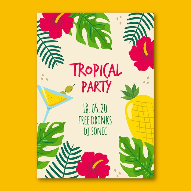 Poster with tropical party