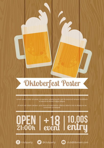 Vettore gratuito poster con una struttura di legno per l'oktoberfest