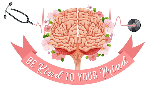 Free vector poster with word be kind to your mind