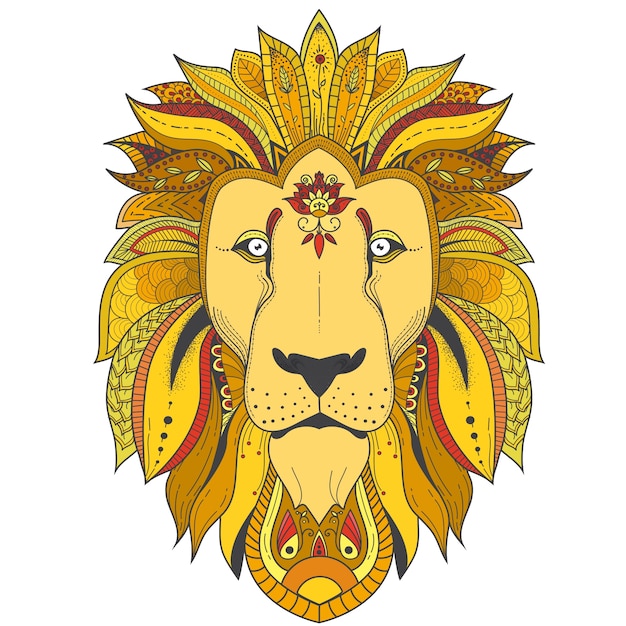 Free vector poster with zenart patterned lion