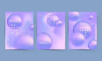 Posters set with gradient shapes composition