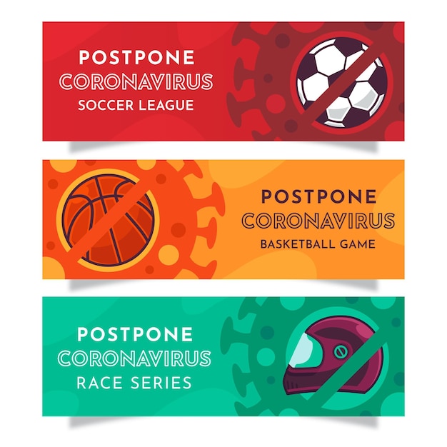 Free vector postpone coronavirus sport leagues banners