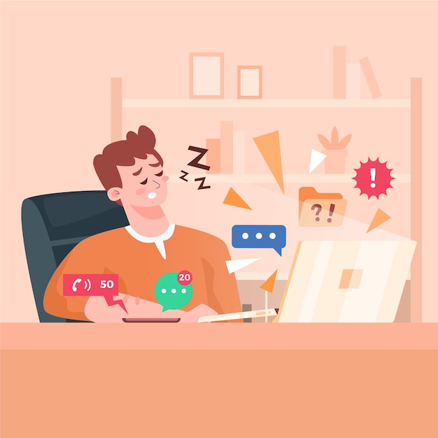 Free vector postponed concept sleepy man